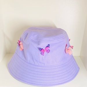 Purple butterfly bucket hat